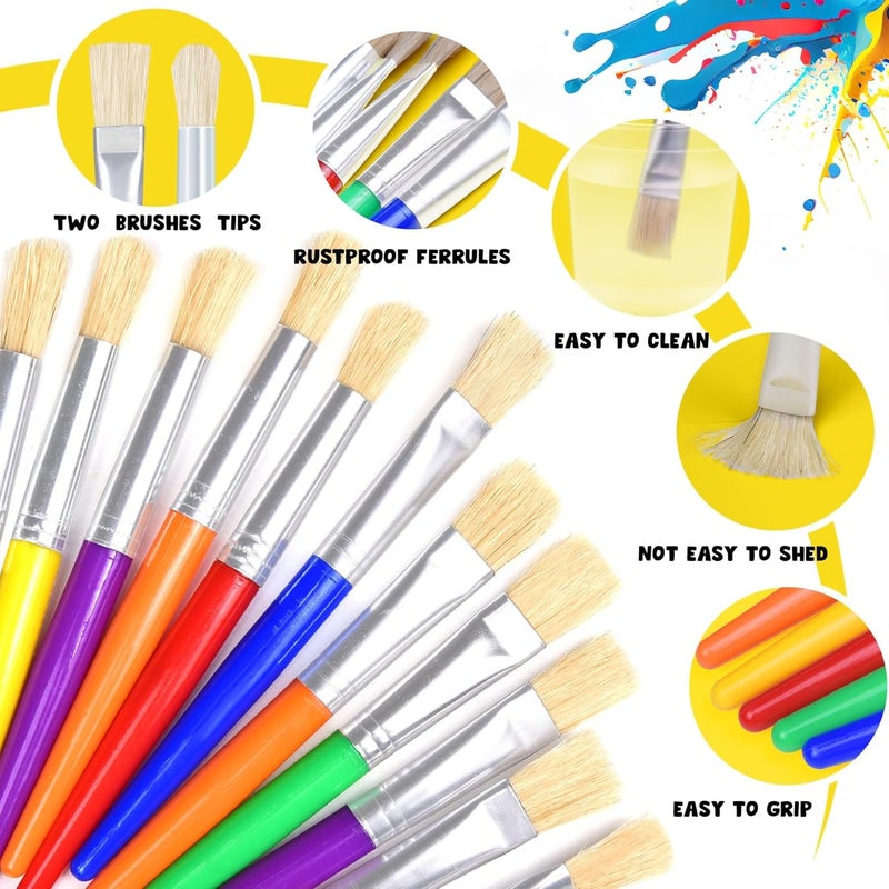 Joyooss Paint Brushes for Kids, 20 Pcs Round/Flat Large Kids Paint Brushes, Easy to Clean & Grip Washable No Shed Hog Bristle Toddler Paint Brushes Paintbrushes Kids for Watercolor, Acrylic, Gouache - Image 4